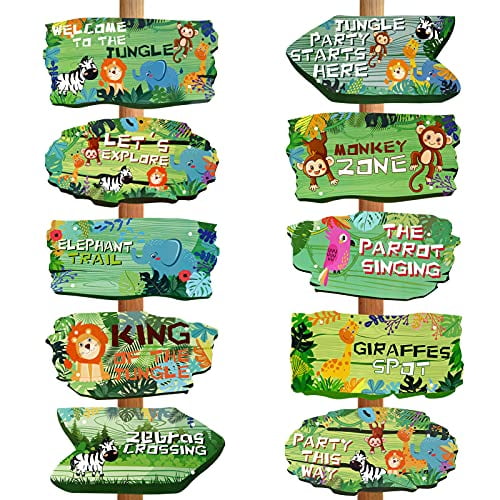 HOWAF 10 Pieces Safari Jungle Animal Signs Party Signs Wild Animal Directional Cutouts Welcome Door Banner for Kids Welcome Signage Zoo Animals Yard Decorations Baby Shower Birthday Party Supplies HOWAF 10 Pieces Safari Jungle Animal Signs Party Signs Wild Animal Directional Cutouts Welcome Door Banner for Kids Welcome Signage Zoo Animals Yard Decorations Baby Shower Birthday Party Supplies